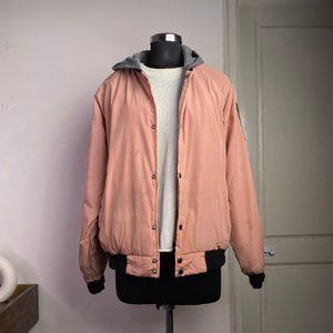 Pink Hooded Bomber Jacket